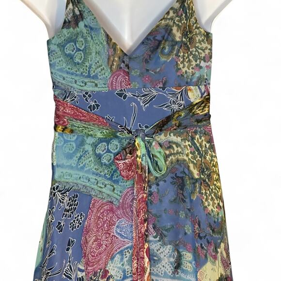 Vintage Talbots Pure Silk Midi Dress Sz 10P Boho Floral Paisley Summer Sundress - Picture 8 of 9